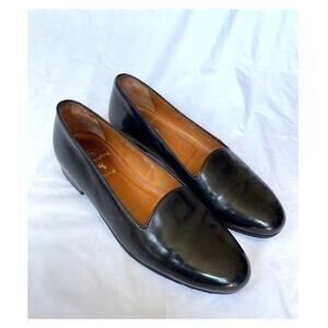 Polo Ralph Lauren Tuxedo Opera Loafers Mens 10 D Black Leather Slippers Vintage